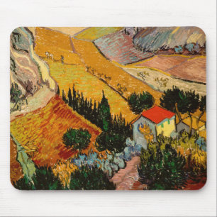 Tapis De Souris Vincent van Gogh - Landscape, House and Ploughman