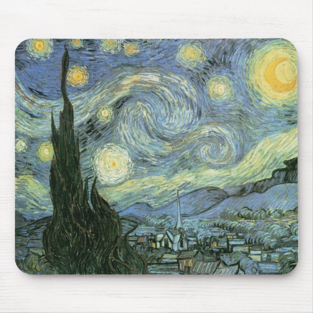 Tapis De Souris Vincent van Gogh - nuit étoilée (Devant)