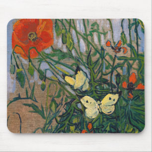 Tapis De Souris Vincent van Gogh - Papillons et Coquelicots