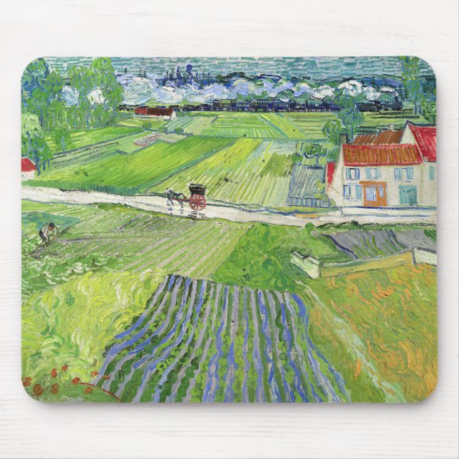 Tapis De Souris Vincent van Gogh - Paysage avec transport et train (Devant)