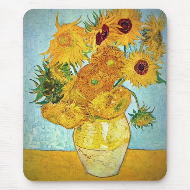 Tapis De Souris Vincent van Gogh - vase avec 12 tournesols (Devant)