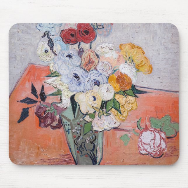 Tapis De Souris Vincent van Gogh - Vase avec Roses et anémones (Devant)