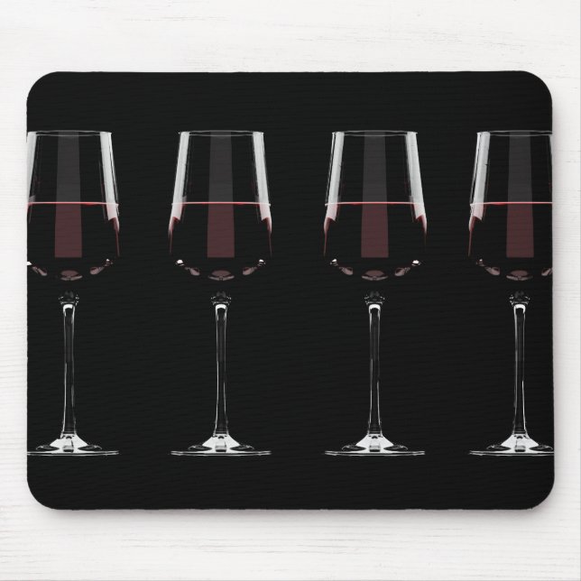 Tapis De Souris Vins avec vin rouge sur noir (Devant)