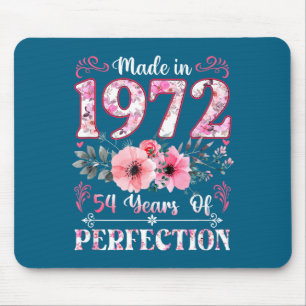 Tapis De Souris Vintage 1972 54 Année Incroyable Fleurie Naissance