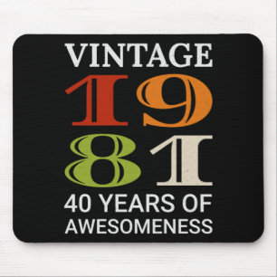 Tapis De Souris Vintage 1981 40e anniversaire Devis Idée Anniversa