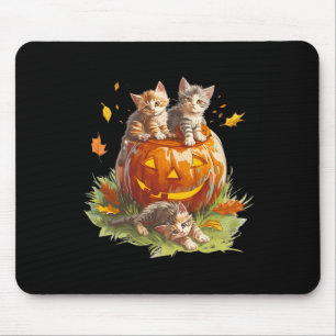 Tapis De Souris Vintage 90s Chat Citrouille Halloween Pour Hommes