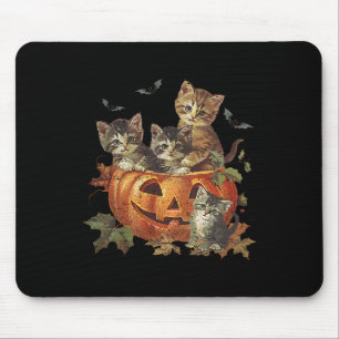 Tapis De Souris Vintage 90s Chat Halloween Citrouille Amoureux des