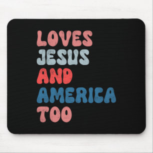 Tapis De Souris Vintage aime Jésus et l'Amérique aussi 4 juillet M