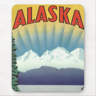 Tapis De Souris Vintage Alaska Travel Poster Art, Paysage Pittores