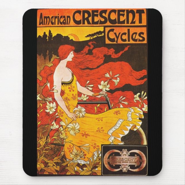 Tapis de souris Vintage American Crescent Cycles (Devant)