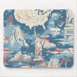 Tapis De Souris Vintage American Landmark Motif - Liberty, USA