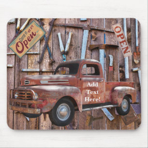 Tapis De Souris Vintage Antique Red Truck Antique Farm Outils