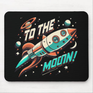 Tapis De Souris Vintage Au Moon Rocket ship