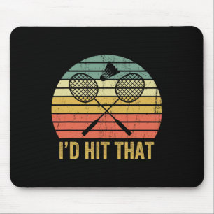 Tapis De Souris Vintage Badminton Funny Retro Navette Birdie Sport