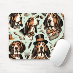 Tapis De Souris Vintage Basset Hound sans joint