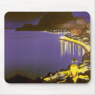 Tapis De Souris Vintage Beach at Night in Rio De Janeiro, Brazil