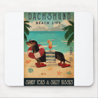 Tapis De Souris Vintage Beach Cocktail Life Dachshund