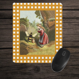 Tapis De Souris Vintage Bee Little Girl Honey Pot