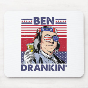 Tapis De Souris Vintage Ben Drankin' Drôle 4 juillet Boire Pr