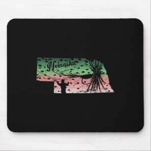 Tapis De Souris Vintage Big Fly Rainbow Truite Nebraska Carte Fly
