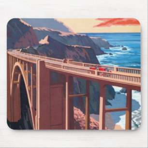 Tapis De Souris Vintage Big Sur Bixby Bridge USA Tourisme