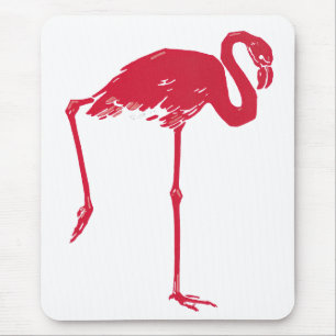 Tapis De Souris Vintage Birds, un Flamant rose rose avec une jambe