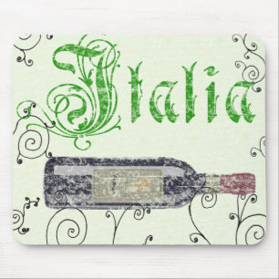 Tapis de souris vintage bouteille de vin italien