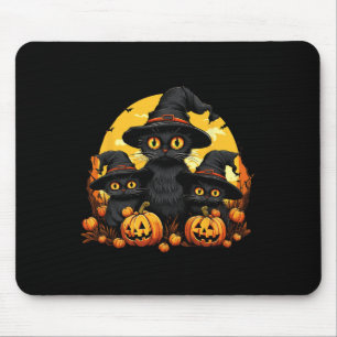 Tapis De Souris Vintage Chat noir Halloween Citrouille Funny Chat