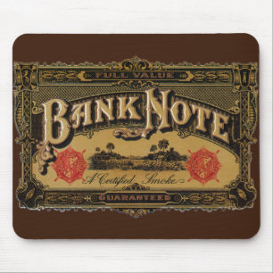Tapis De Souris Vintage Cigar Étiquette Art, Bank Note Money Finan