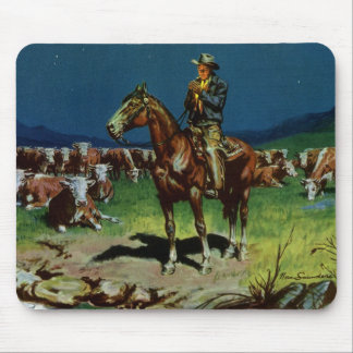 Tapis De Souris Vintage Cowboy, éleveur de bétail sur la ferme