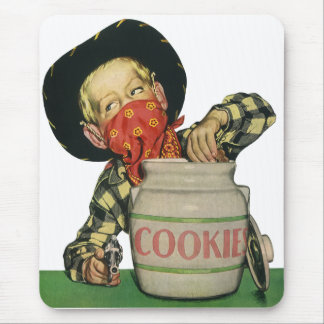 Tapis De Souris Vintage Cowboy Toy Gun Hand in the Cookie Jar