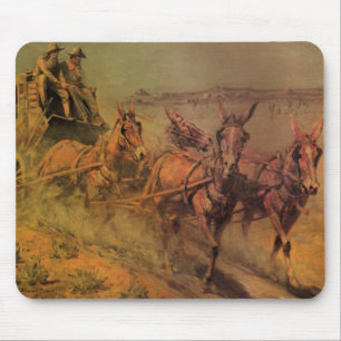 Tapis De Souris Vintage Cowboys, The Stage Coach par John Borein