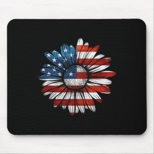 Tapis De Souris Vintage Daisy Usa Drapeau Américain 4 Juillet Patr