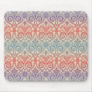 Tapis De Souris Vintage Damask Wallpaper - bleu violet rouge