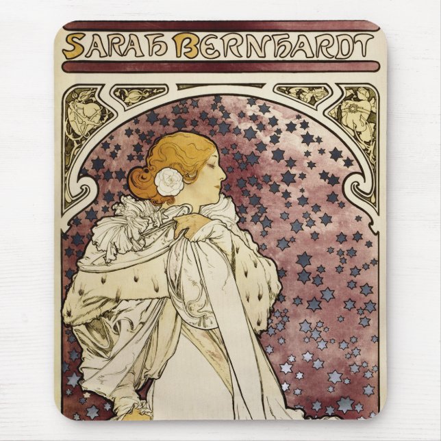 Tapis De Souris Vintage Dame des Camellias par Alphonse Mucha (Devant)