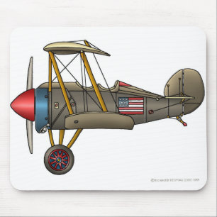 Tapis de souris vintage de biplan d'avion
