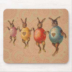 Tapis De Souris Vintage Easter Bunnies Dancing with Egg Costumes