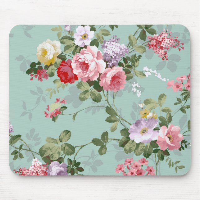 Tapis De Souris Vintage Elegant rose Roses Motif (Devant)
