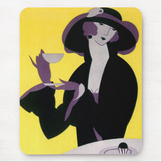 Tapis De Souris Vintage Élégante Femme Boire Tea Party après-midi