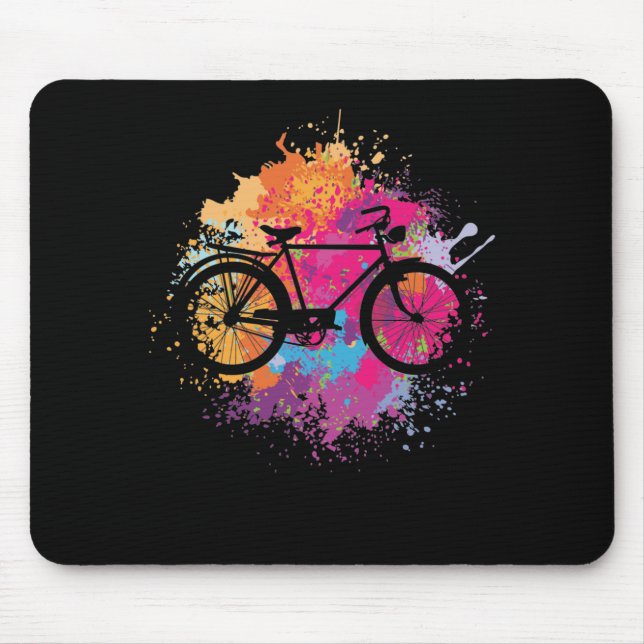 Tapis De Souris Vintage Fahrrad mit Farbklecksen (Devant)