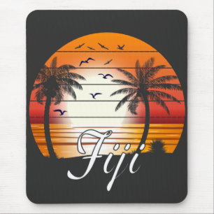 Tapis De Souris Vintage Fiji Palm Trees Summer Beach