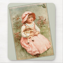 Vintage fille victorienne avec poupée papillons Sa