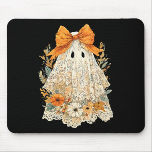 Tapis De Souris Vintage Floral Halloween Automne Fille Fantôme Lac