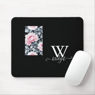 Tapis De Souris vintage Floral moderne noir & rose