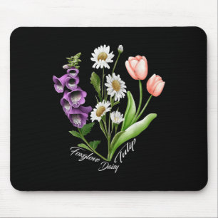 Tapis De Souris Vintage Floral Plante Foxglove Daisy Tulip Flower