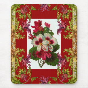 Tapis de souris vintage floral rouge
