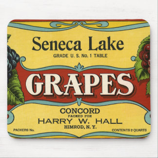 Tapis De Souris Vintage Fruit Crate Art Étiquette, Seneca Lake Gra