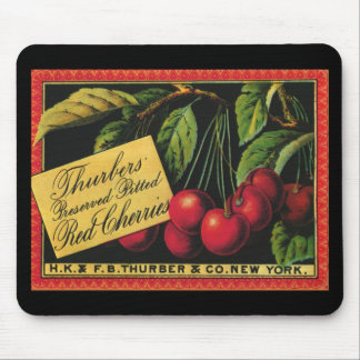Tapis De Souris Vintage Fruit Crate Étiquette Art, Thurber Cherrie