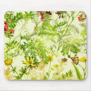 Tapis De Souris Vintage Green Woodland Feuille botanique Fleur sa