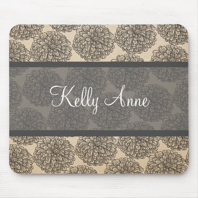 Tapis De Souris Vintage gris Zinnia Mousepad (Devant)